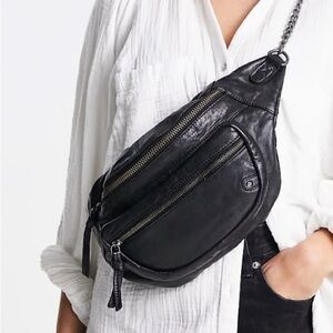 Free People Black Leather Crossbody Bag